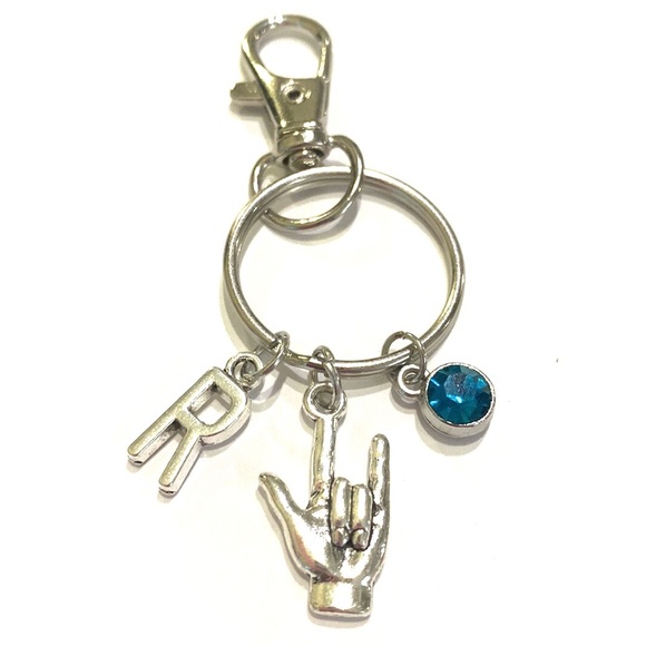 I Love You Sign Language Keychain Purse Charm Personalized Gift - Picture 3 of 4